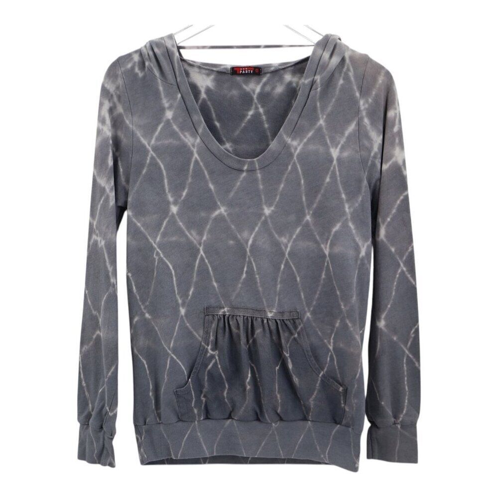 T-Party Tie Dye Hoodie Women’s Medium Gray Long Sleeve Lightweight Pullover Top
